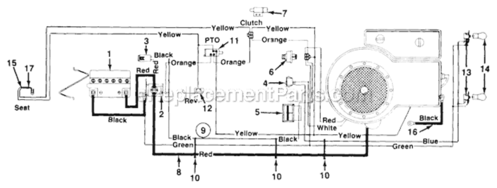 HarnessSwitches Diagram and Parts List for 133I600F054 481-228 MTD Lawn Tractor