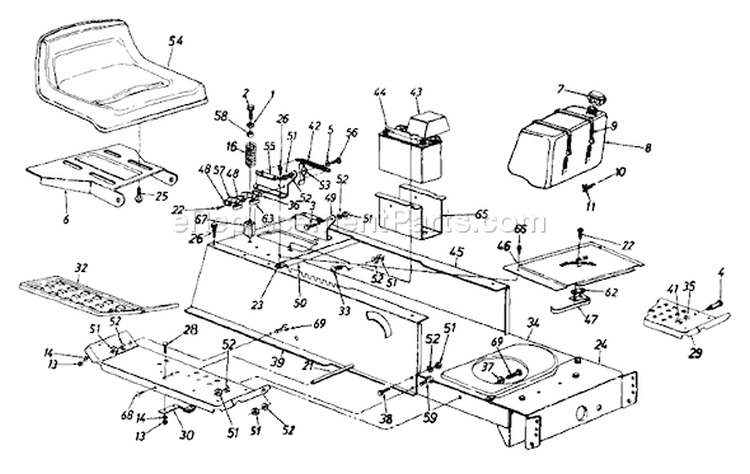 Page G Diagram and Parts List for 133I660F009 765309 -1993 MTD Lawn Tractor