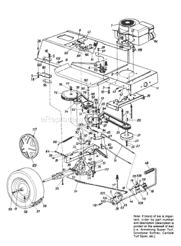 Page D Diagram and Parts List for 133I677F033 7007040 -1993 MTD Lawn Tractor
