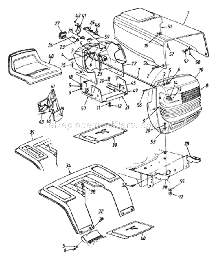 Page F Diagram and Parts List for 133I677F033 7007040 -1993 MTD Lawn Tractor