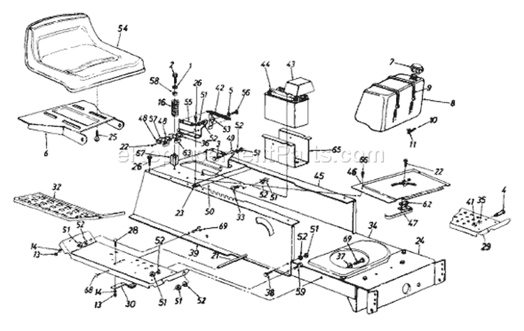 Page G Diagram and Parts List for 133I677F033 7007040 -1993 MTD Lawn Tractor
