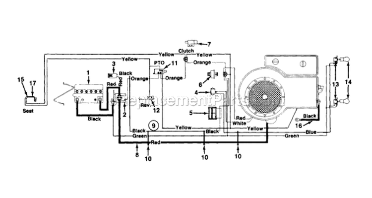Electrical Switches Diagram and Parts List for 133K677G098 1993 MTD Lawn Tractor