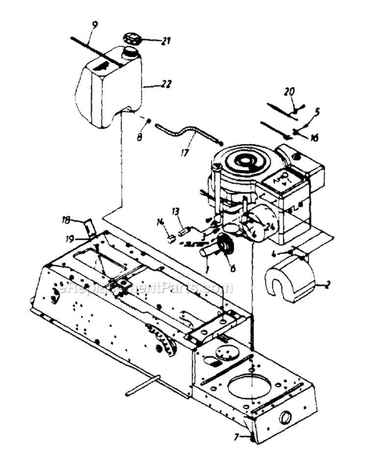 Engine External Diagram and Parts List for 133K677G098 1993 MTD Lawn Tractor