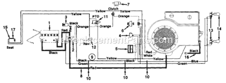 Page C Diagram and Parts List for 133K679G371 1993 MTD Lawn Tractor