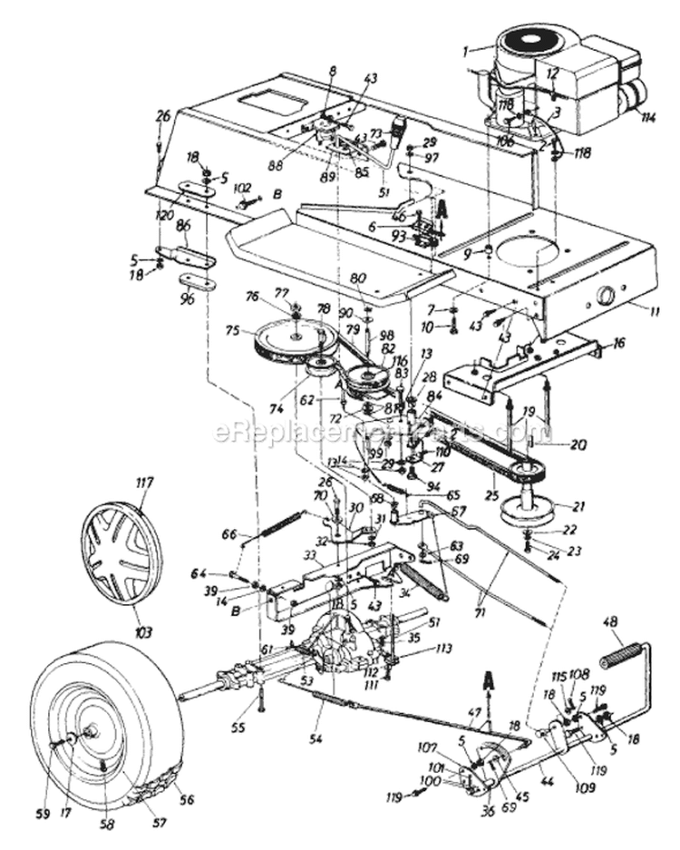 Page D Diagram and Parts List for 133K679G371 1993 MTD Lawn Tractor