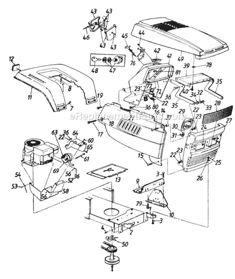 Page F Diagram and Parts List for 133K679G371 1993 MTD Lawn Tractor