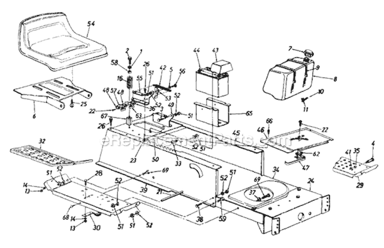 Page G Diagram and Parts List for 133K679G371 1993 MTD Lawn Tractor