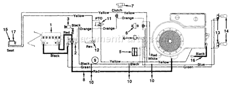 Page C Diagram and Parts List for 133L660G702 1250679 -1993 MTD Lawn Tractor