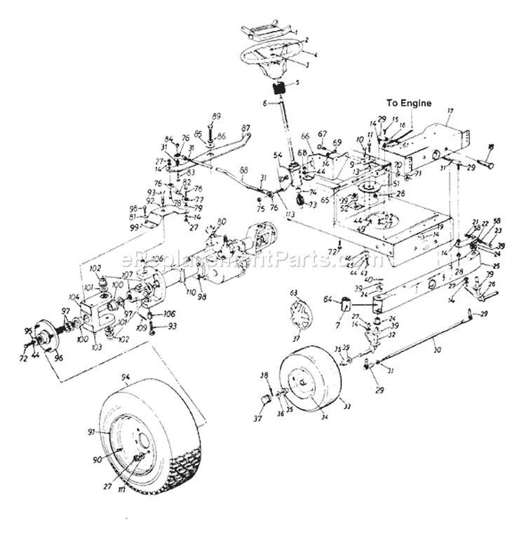 Page J Diagram and Parts List for 133M617G000 1993 MTD Lawn Tractor