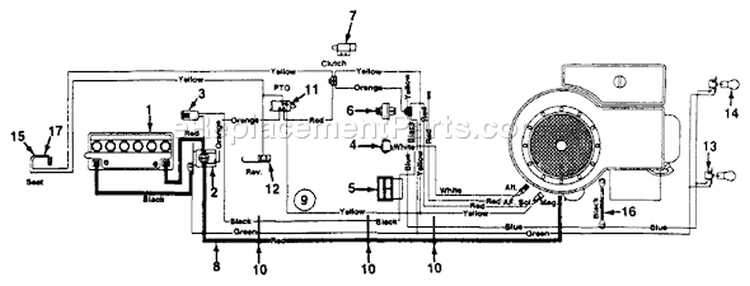 Page D Diagram and Parts List for 133M617G000 1993 MTD Lawn Tractor