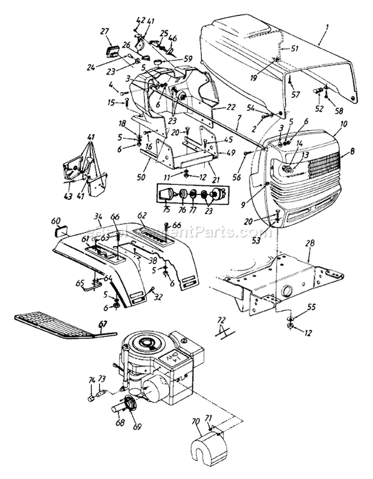 Page F Diagram and Parts List for 133M617G000 1993 MTD Lawn Tractor