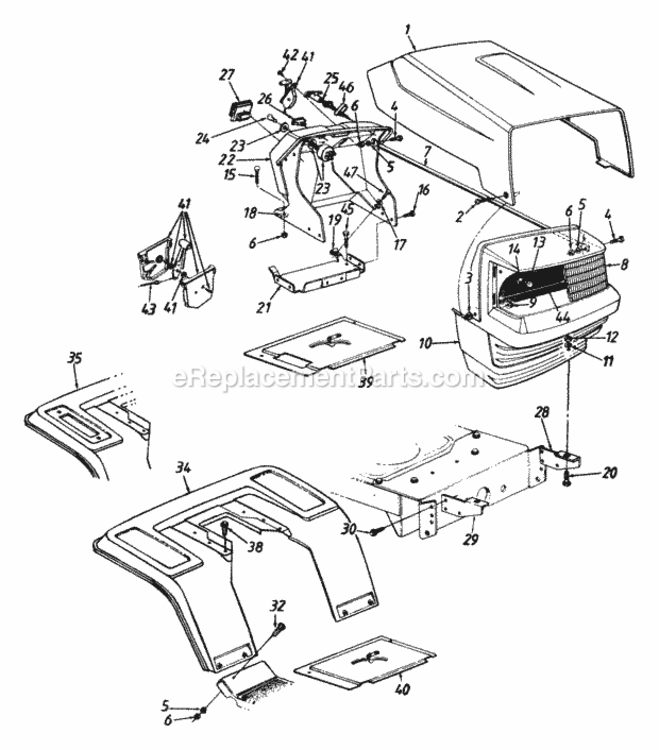 Hood_Style_0 Diagram and Parts List for 133O660G013 1993 MTD Lawn Tractor