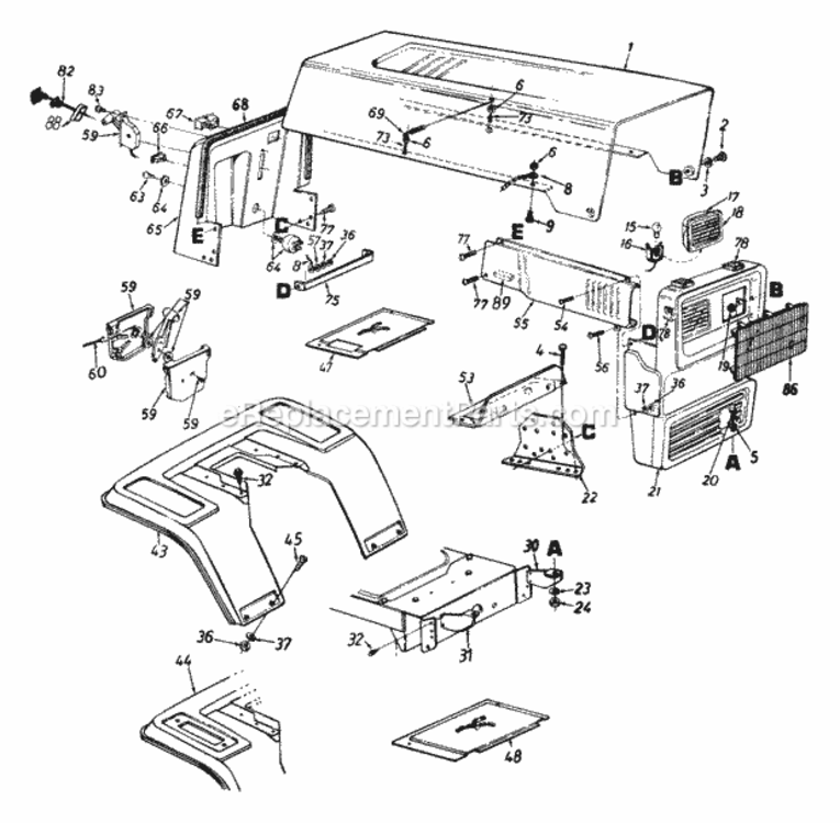 Hood_Style_3 Diagram and Parts List for 133O673G000 1993 MTD Lawn Tractor