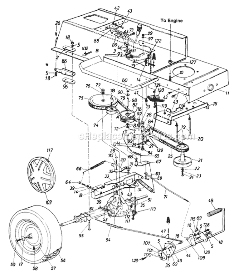 Page E Diagram and Parts List for 133P670G129 1993 MTD Lawn Tractor