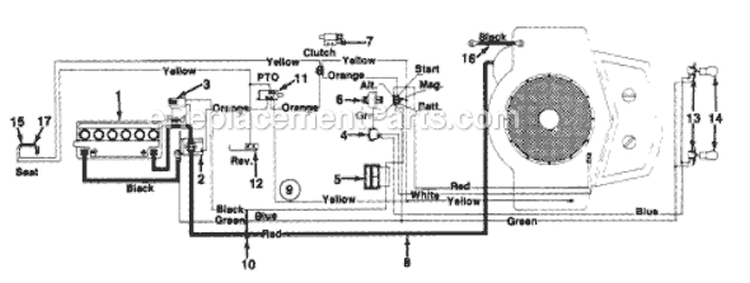 Page C Diagram and Parts List for 133P679H026 1993 MTD Lawn Tractor