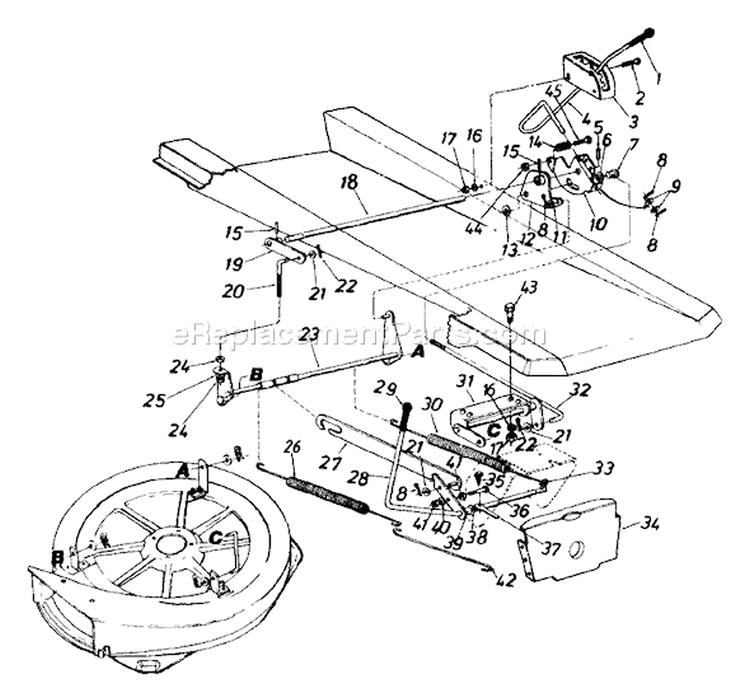 Page B Diagram and Parts List for 134B560B336 1994 MTD Lawn Tractor