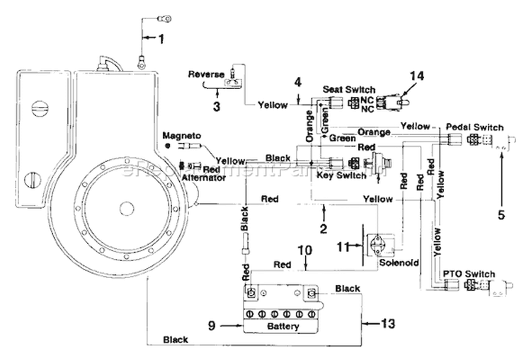 Page D Diagram and Parts List for 134B560B336 1994 MTD Lawn Tractor
