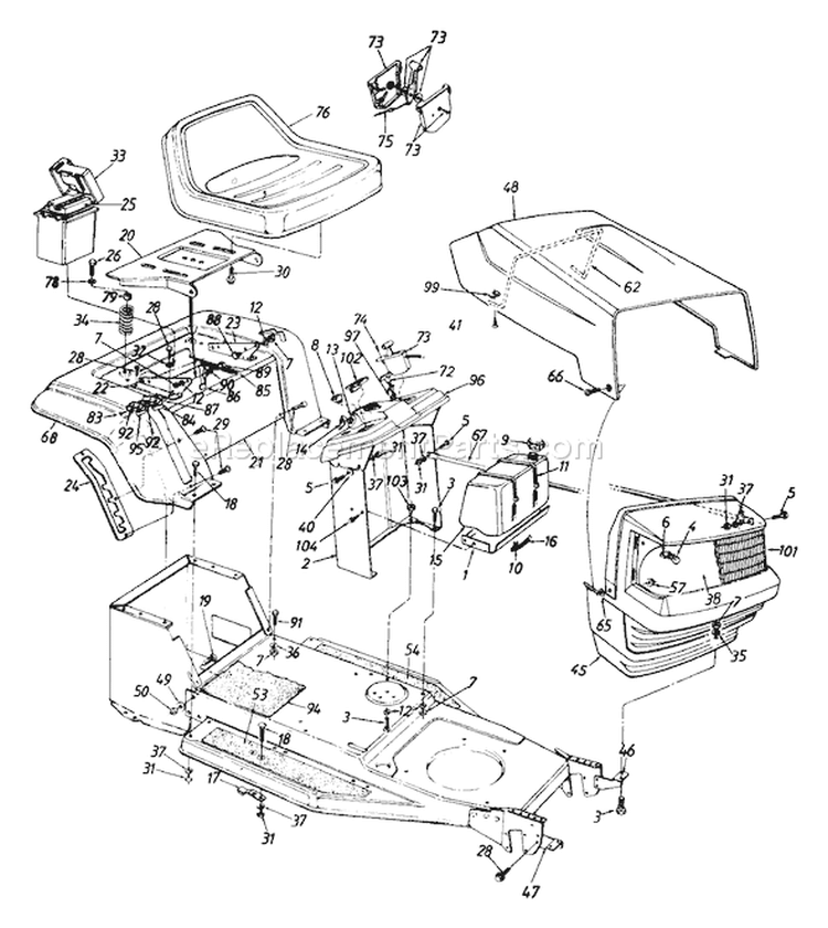 Page D Diagram and Parts List for 134H450F192 1994 MTD Lawn Tractor