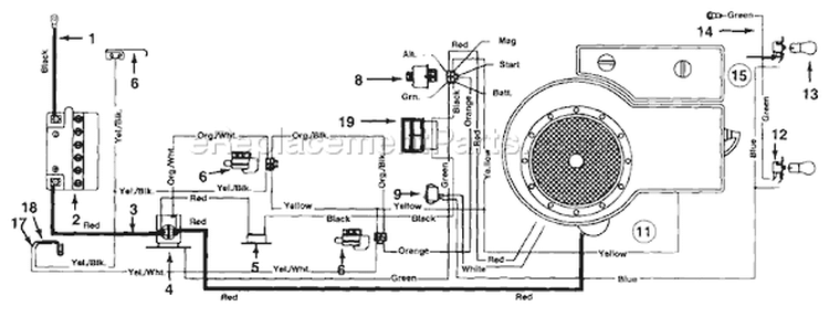 Page C Diagram and Parts List for 134H451E000 1994 MTD Lawn Tractor