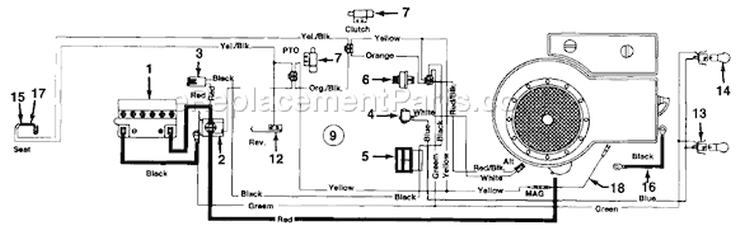 Page C Diagram and Parts List for 134H660F000 1994 MTD Lawn Tractor