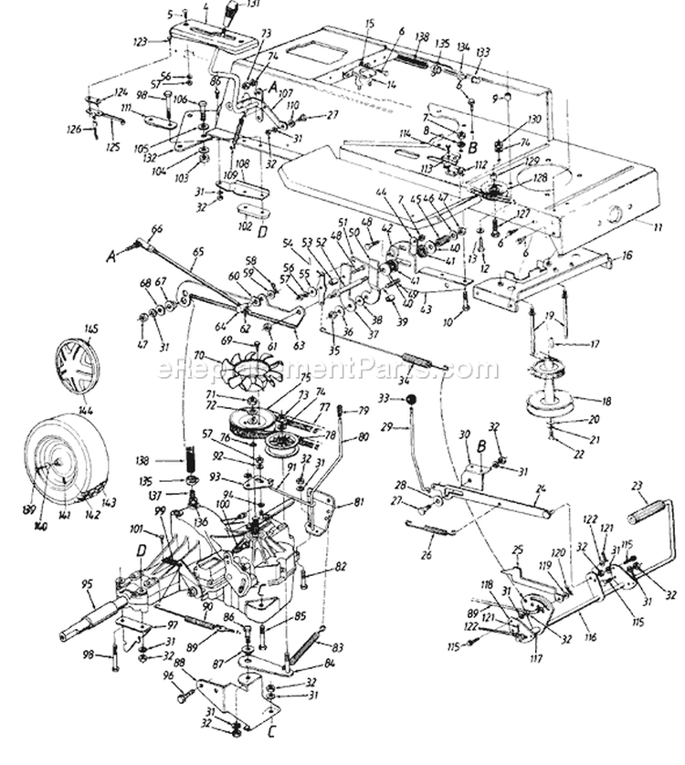 Page C Diagram and Parts List for 134I600F000 1994 MTD Lawn Tractor