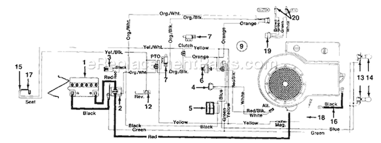 Page D Diagram and Parts List for 134I600F000 1994 MTD Lawn Tractor