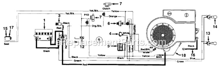 Page C Diagram and Parts List for 134L670G000 1994 MTD Lawn Tractor