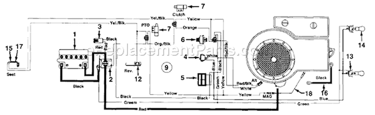 Page C Diagram and Parts List for 134L679G000 1994 MTD Lawn Tractor