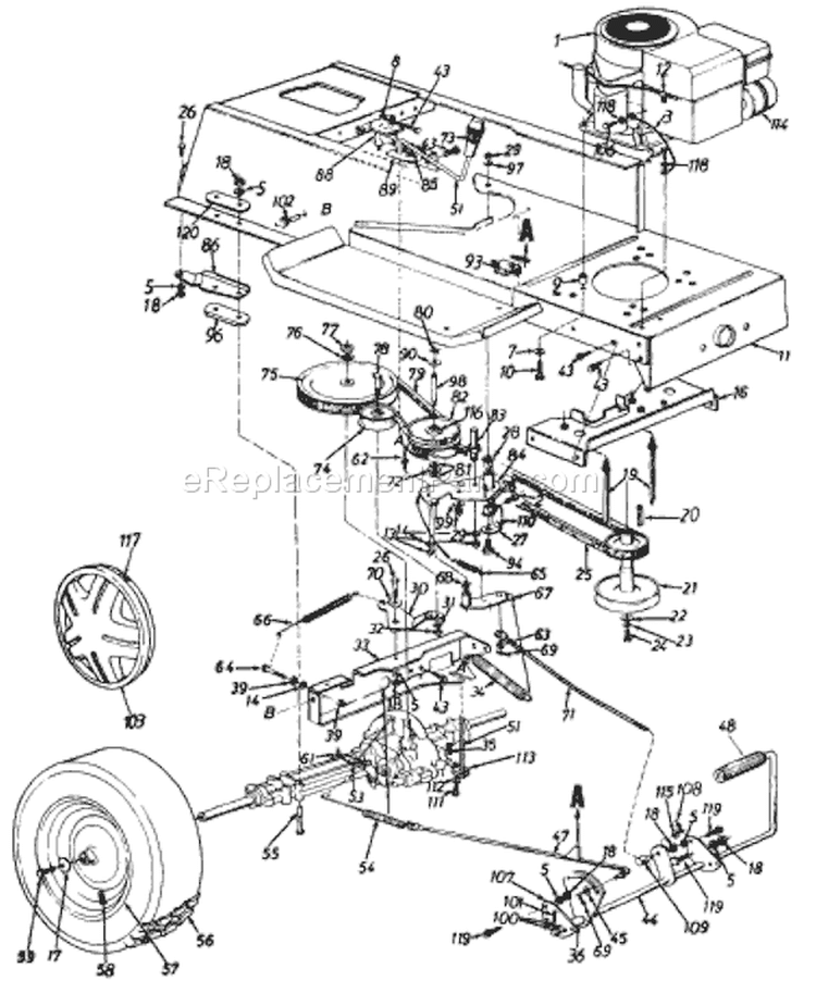 Page J Diagram and Parts List for 134L670F033 1994 MTD Lawn Tractor