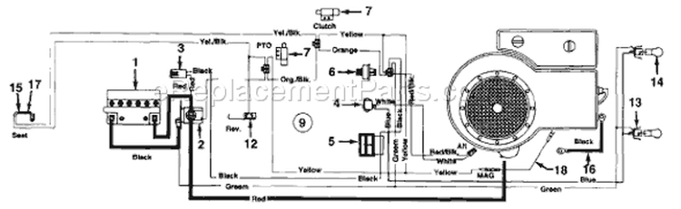 Page C Diagram and Parts List for 134L670F033 1994 MTD Lawn Tractor