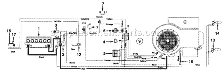 Page C Diagram and Parts List for 134M673G033 1994 MTD Lawn Tractor