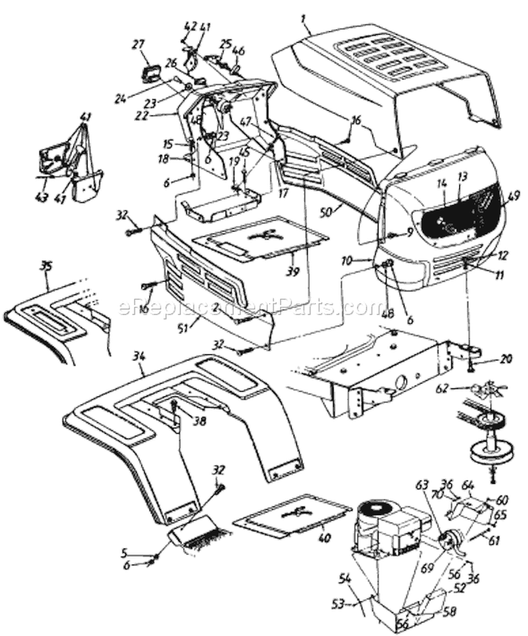 Page E Diagram and Parts List for 134M673G033 1994 MTD Lawn Tractor