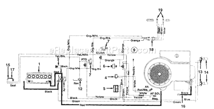 Page C Diagram and Parts List for 134M690G000 1994 MTD Lawn Tractor