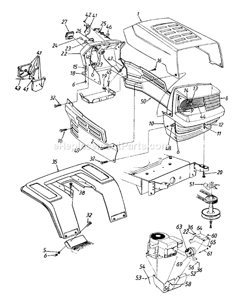 Page F Diagram and Parts List for 134O695G000 1994 MTD Lawn Tractor