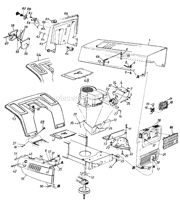 Page D Diagram and Parts List for 134P668H000 1994 MTD Lawn Tractor