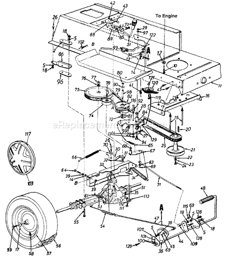 Page J Diagram and Parts List for 134P670H000 1994 MTD Lawn Tractor