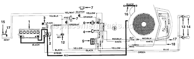 Page C Diagram and Parts List for 134P679H023 1994 MTD Lawn Tractor