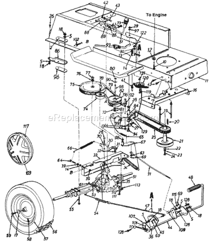 Page J Diagram and Parts List for 134P679H033 1994 MTD Lawn Tractor