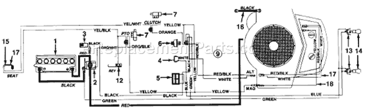 Page C Diagram and Parts List for 134P679H033 1994 MTD Lawn Tractor