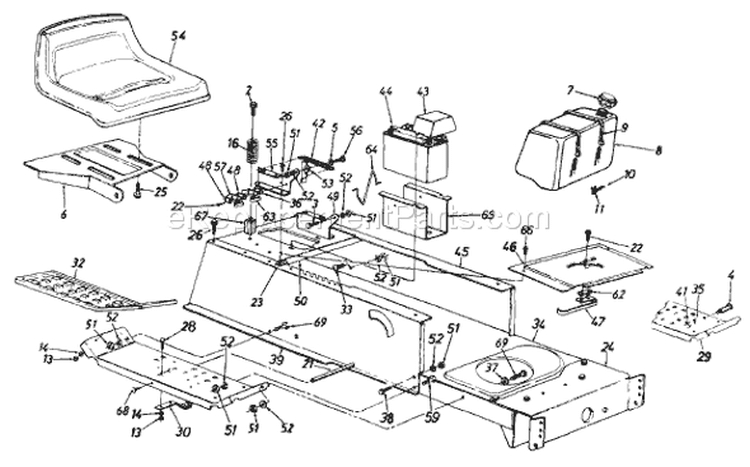 Page F Diagram and Parts List for 134L670F033 1994 MTD Lawn Tractor