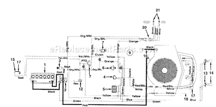 Page C Diagram and Parts List for 134O690G000 1994 MTD Lawn Tractor