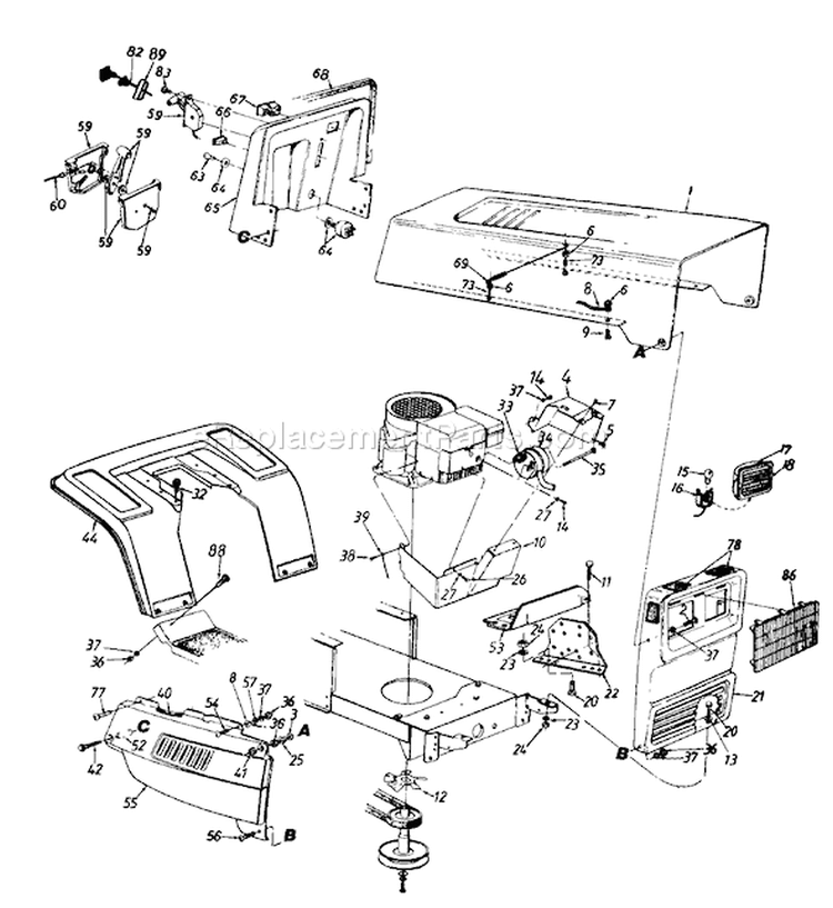 Page F Diagram and Parts List for 134P698H302 1994 MTD Lawn Tractor