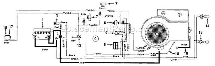 Page C Diagram and Parts List for 134K677F000 1994 MTD Lawn Tractor