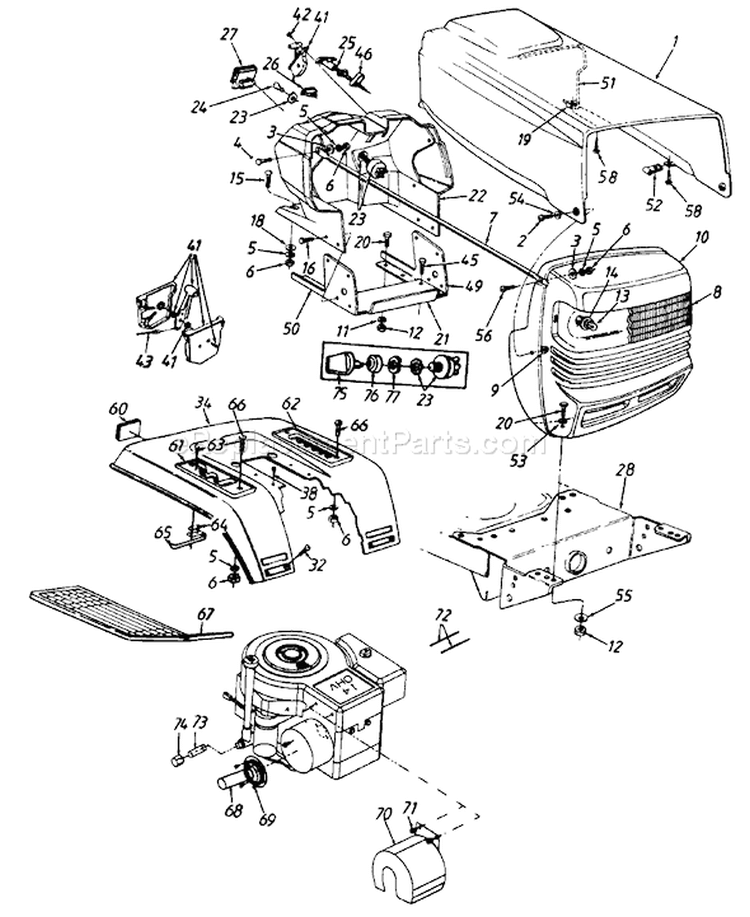 Page G Diagram and Parts List for 134R617G000 1994 MTD Lawn Tractor