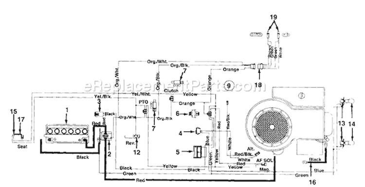Page C Diagram and Parts List for 134R695G336 1994 MTD Lawn Tractor