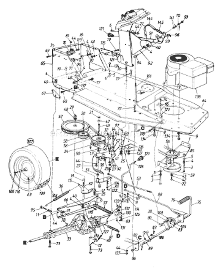 Page G Diagram and Parts List for 134Y450F033 1994 MTD Lawn Tractor