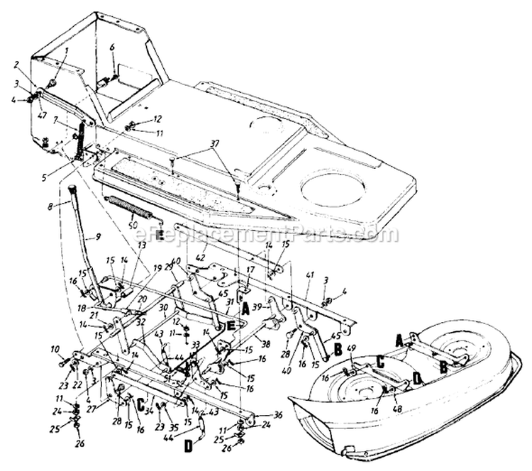 Page B Diagram and Parts List for 134Y451F704 1994 MTD Lawn Tractor