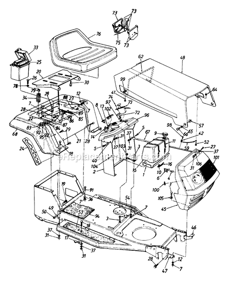 Page D Diagram and Parts List for 134Y451F704 1994 MTD Lawn Tractor