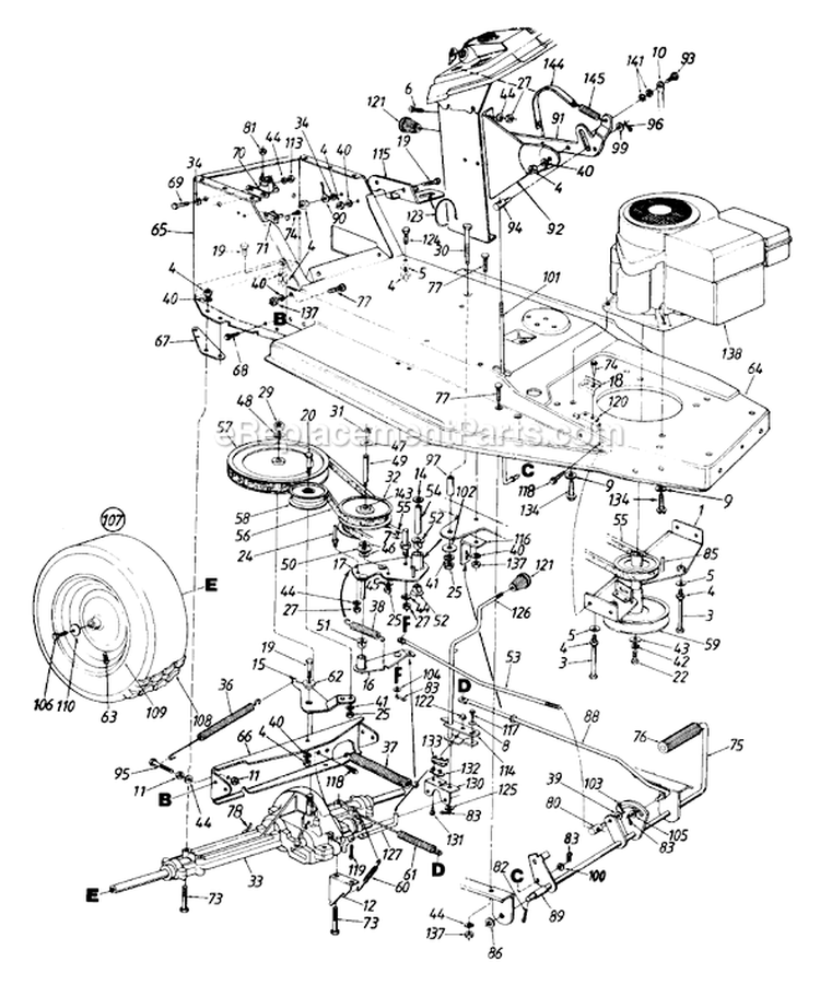 Page G Diagram and Parts List for 134Y451F704 1994 MTD Lawn Tractor