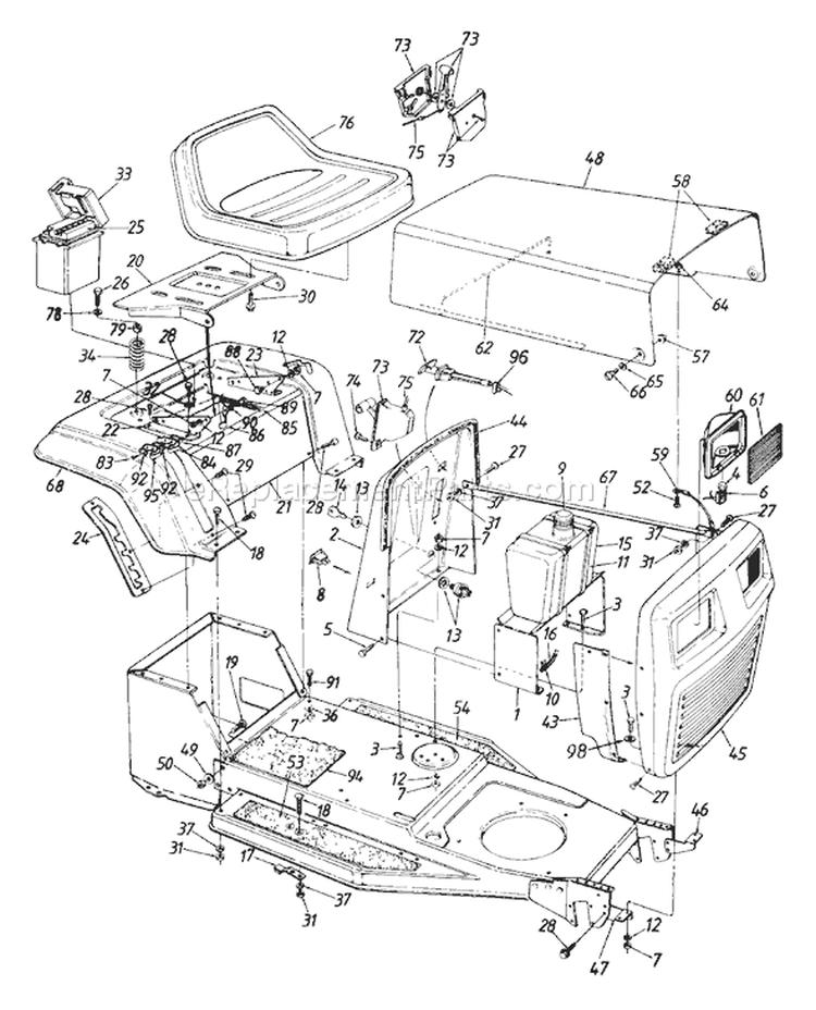 Page D Diagram and Parts List for 134Y452F000 1994 MTD Lawn Tractor